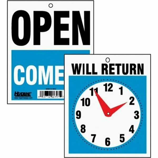 Headline Signs Sign, inWill Returnin, w/Clock Hands, 2-Sided, 7-1/2inx9in HDS9382